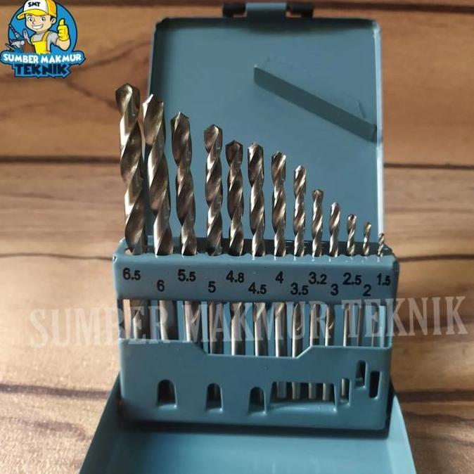Mata Bor Set Besi Kayu HSS Drill Bits Fujiyama 1,5-6,5 mm isi 13 Pcs