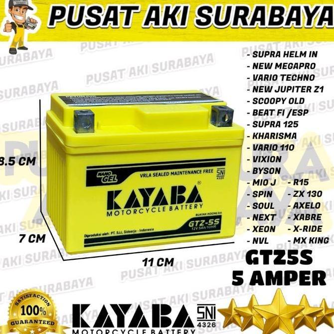 Promo ACCU KERING ASLI ORIGINAL AKI KYB GTZ5S KAYABA GTZ5S 5 AMPER MOTOR TRAIL HONDA CRF 150 CRF L V