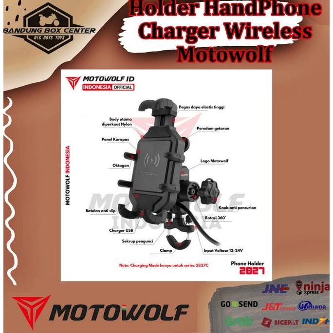 TERMURAH - Motowolf Phone Holder Wireless Charger Holder HP Motowolf