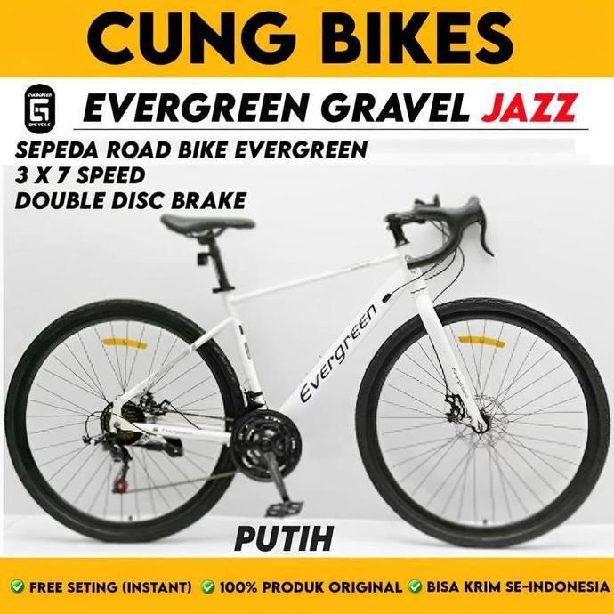 Terlaris Sepeda Roadbike Gravel Evergreen Jazz 700C Road Bike 3 X 7 Speed Rem Disc Brake