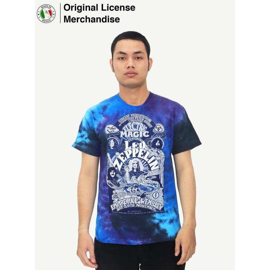 Kaos Baju Tie Dye Full Print Pria Band Musik LED ZEPPELIN Wembley 71