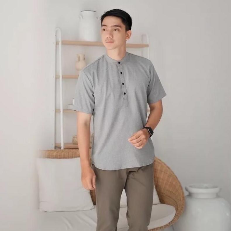 Grade Ori Baju Muslim Pria Koko Kurta Dewasa Lengan Pendek Katun Premium
