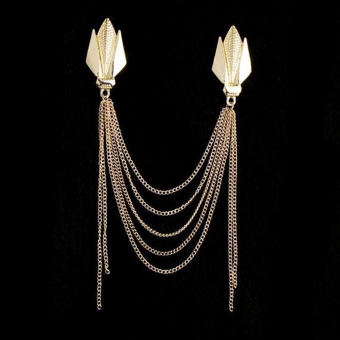 MONOLOZ Bros Rantai Jas Pria Wanita Lapel Pin Bros Jas Rantai Pin Kerah Kemeja Pin Bros Rantai