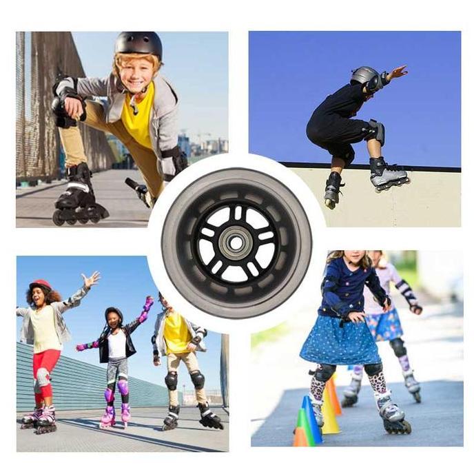 DEWALY 4pcs/Set Roda Inline Skate 64mm Roda Sepatu Roda Ban Wheels Multifungsi  Karet Berkualitas Ti