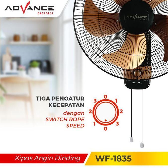 Kipas Angin dinding Advance WF-1835 18 inci baling 5 stainless kipas angin Tornado fan Swing / kipas