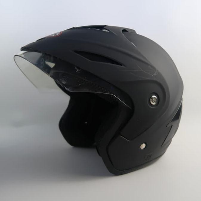 Helm 05 Ukuran Besar L - 2XL Solid Black Doff TERMURAH