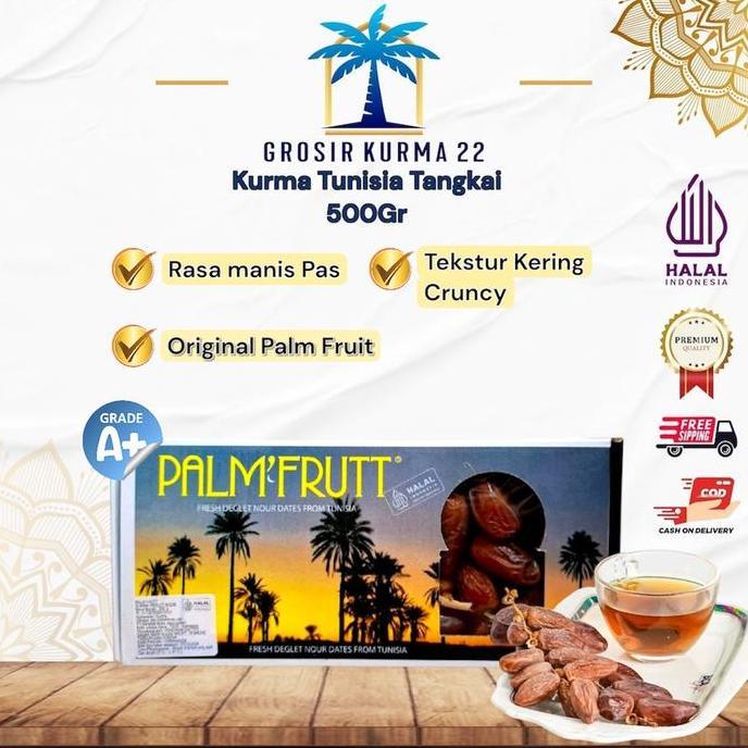 Kurma Palm Madu Tunisia Kemasan DUS 500GR Basah Chruncy Manis Palm Fruit