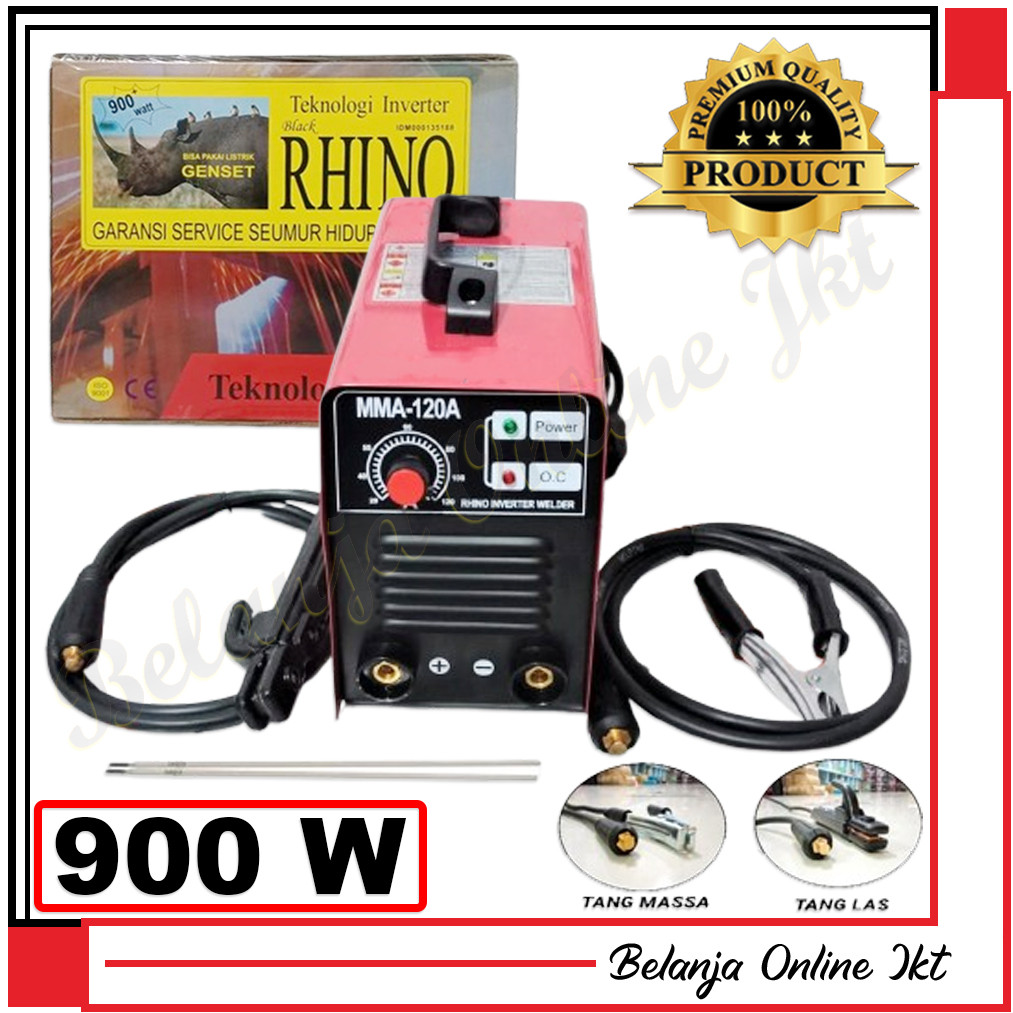 RHINO MMA 120A 900watt Mesin Las Inverter MMA 120A 900w MERAH Travo Las Trafo Las Listrik Welding Ma