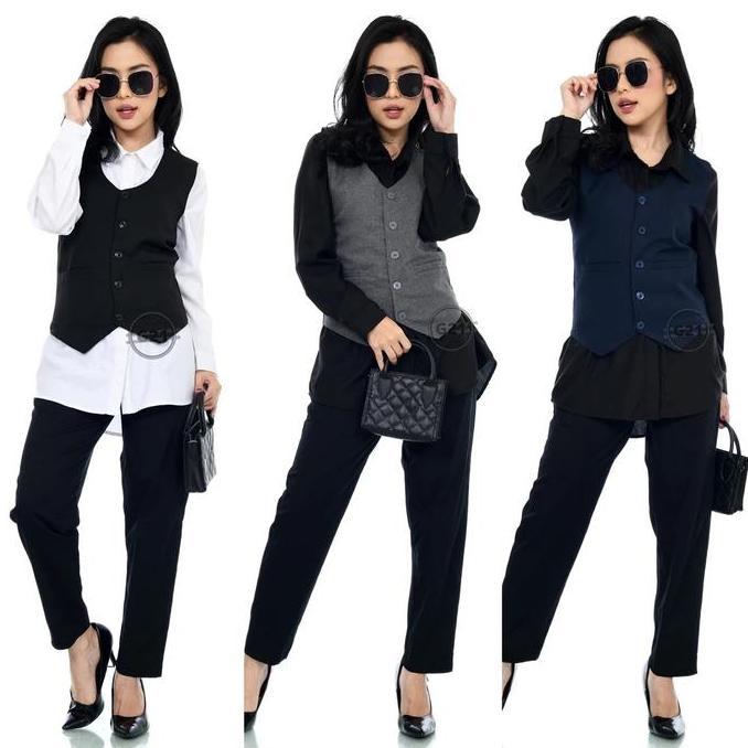 VEST KERJA WANITA PREMIUM BAHAN NYAMAN HITAM NAVY ABU ROMPI WANITA ROMPI KANTOR HC