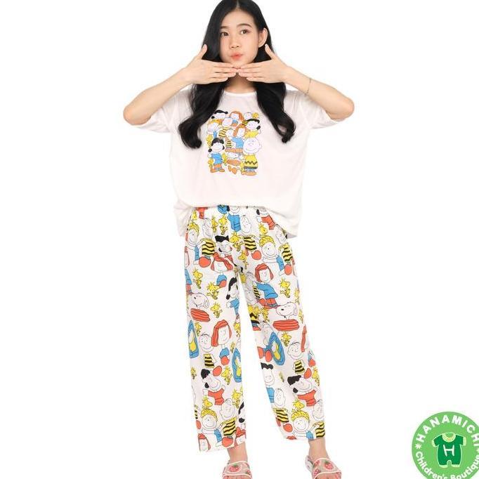 BL90 >> Kiminori CARLINE Setelan Baju Tidur Anak Perempuan ABG Tanggung Lengan Pendek Warna Putih Fa