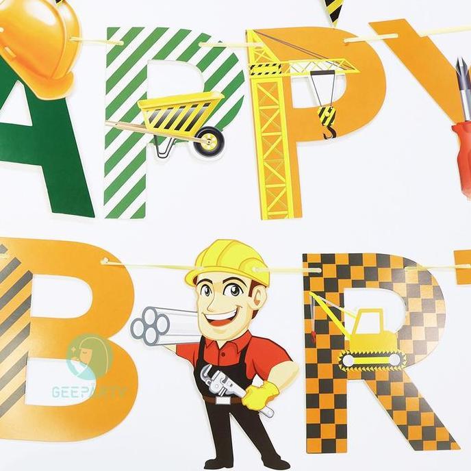 Pilpilpul- 1 Set Spanduk Kertas Spanduk Truk Konstruksi Spanduk Peralatan Makan Sekali Pakai Dekoras