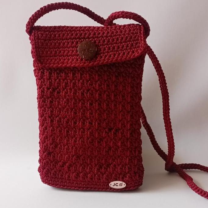 POUCH HP POLY RAJUT / TAS SELEMPANG HP RAJUT / DOMPET HP WANITA RAJUT