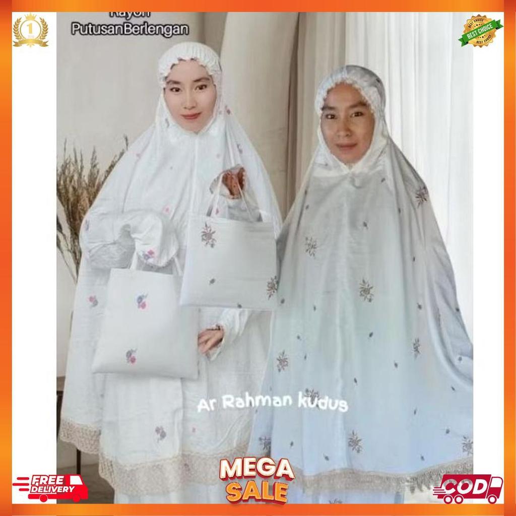 Mukena Haji Potongan Berlengan Rayon Bordir Mukena Ihrom Mukena  Dewasa Putusan [L5]