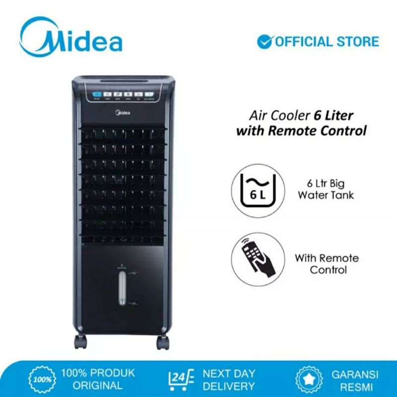 Air Cooler Midea Ac-100 A (B) Hitam Kipas Angin Aircooler Penyejuk Ruangan Pendingin Udara Air Cooll
