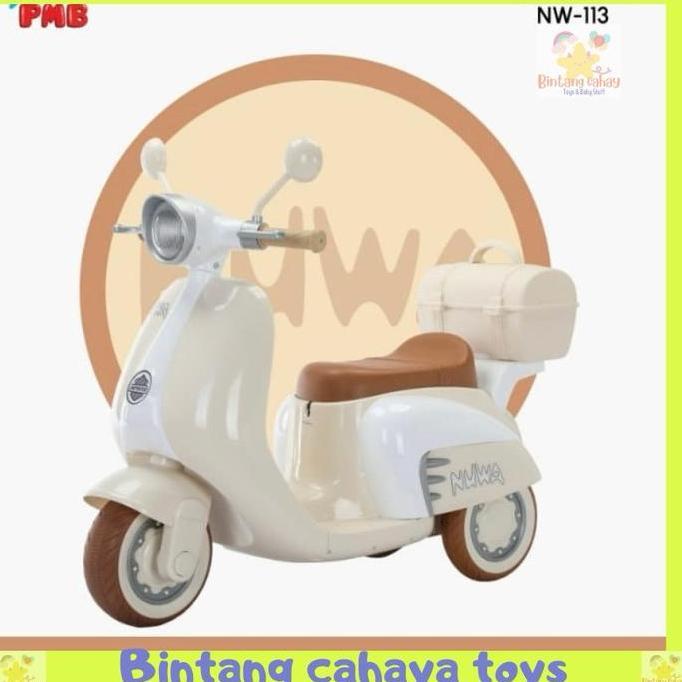 Motor Aki anak Vespa PMB NW113 Sepeda Listrik Cas casan Klasik skuter Scooter