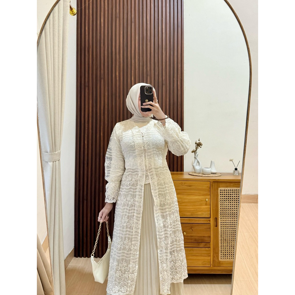 (Ready Siap Kirim/Bisa Cod)Astrid Long Outer By Novii Shop/Cheraya Tunik/Tunik Lebaran/Long Tunik/Tu