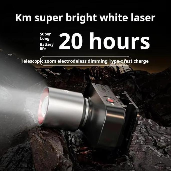 OCARA Senter Kepala Super Terang Headlamp LED Lampu Kepala Zoom Rechargeable Type-C Cahaya Putih dan