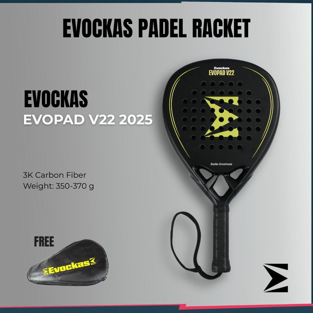 VIVASPORTS - EVOCKAS EVOPAD V22 Raket Padel Carbon 3K / Padel Racket Beginner Intermediate
