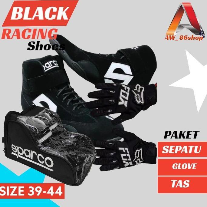 Promo Sepatu Touring Drag Sepatu Mobil Balap Hitam Keren Pergelangan Kaki Hitam Karet Boots Shoes Ke