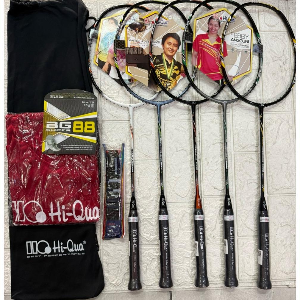 Raket Badminton HQ HI-QUA ARCLINE 5000/6000/7000/8000/9000 BONUS TAS KAOS SENAR GRIP FULL SET TENSIO