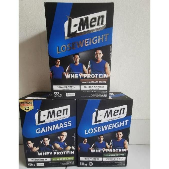 L-Men Loseweight rasa chocolate cereal, Avocado Coffee 300g, L-Men Gainmass klepon latte 500g
