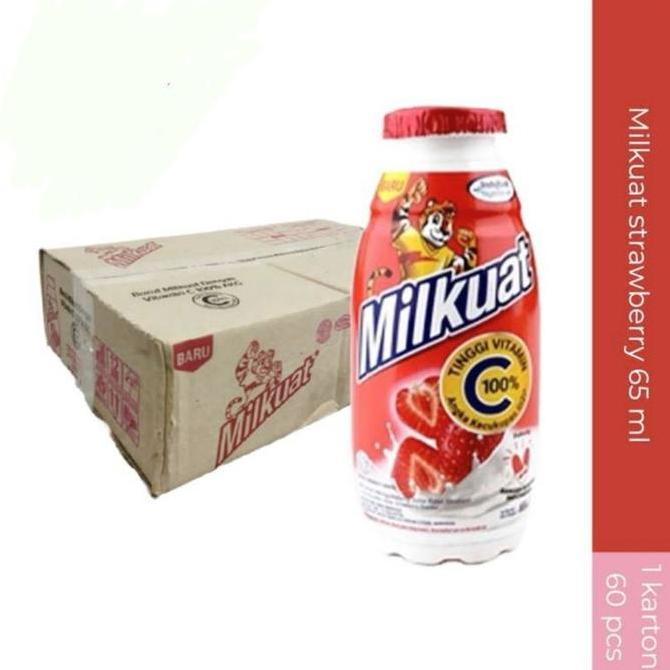 Susu Milkuat botol 65ml rasa stroberi (1dus) isi 60 botol