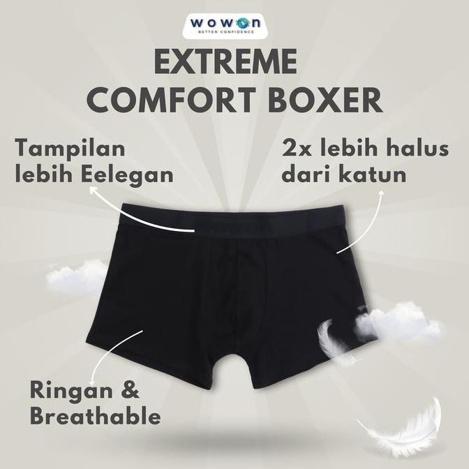 (COD) Boxer Isi 3 pcs - Wowon Boxer - Celana Dalam Pria - Extreme Comfort Boxer - 3 Pcs