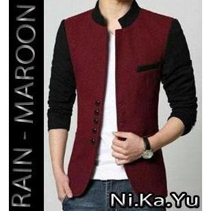 Blazer RAIN-MAROON - Jas Semi Formal Pria Slimfit Korea Pesta casual santai gaul