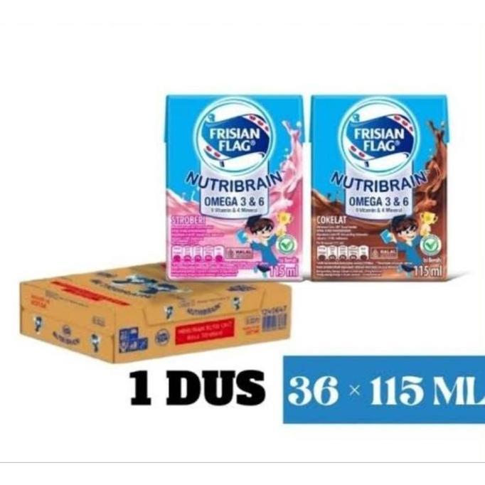 Frisian Flag Nutribrain Milky Susu 115ml 1 Dus Isi 36 Kotak Cokelat Strawberry All Variant