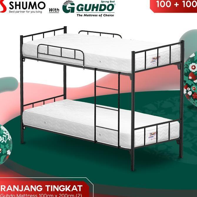 Guhdo Springbed X Ranjang Besi Bunk Bed Tingkat 100/100 Spring Bed Guhdo Full Set