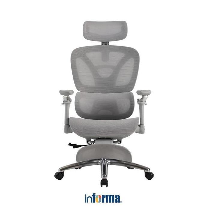 Informa Lynyx Kursi Kantor Sandaran Tinggi - Abu-Abu Tempat Duduk Kerja Kursi Putar Penyangga Kepala