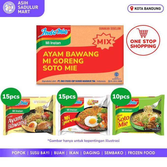 Indomie Mix 1 Dus Mie Ayam Bawang | Mi Goreng | Soto (40 bks) Bandung