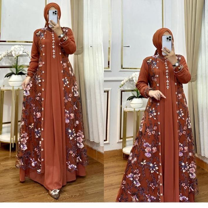 BestPromo Gamis Pesta Mewah Elegan Misela Drses Bo Size M L Xl Xxl Xxxl Ld 100-130 Cm Pb 140 Cm Baha