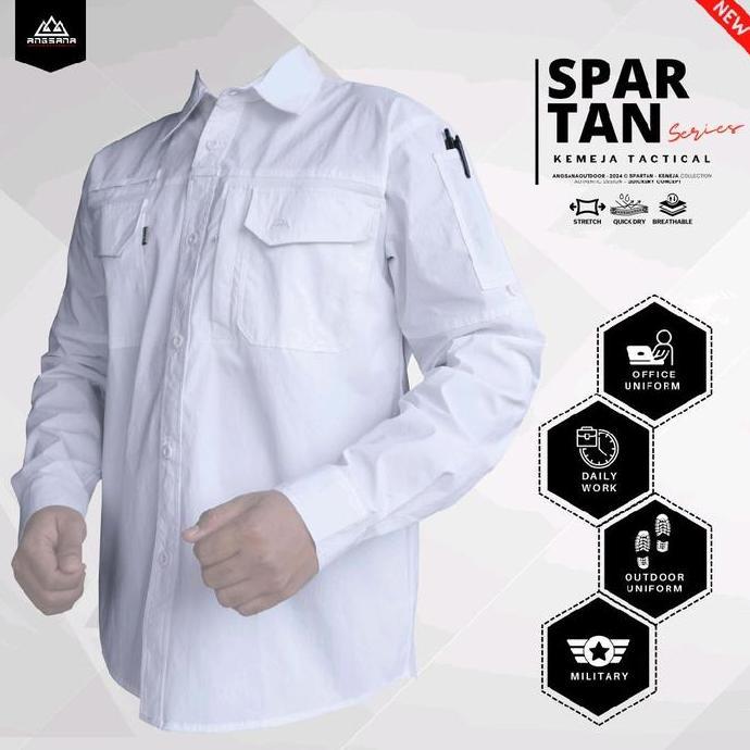 New Kemeja Angsana seri Spartan Elastis Quickdry Tactical performa Pria Panjang LM