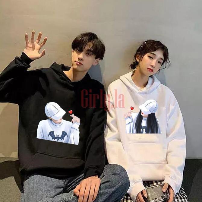 AI82 >> Switer couple pria wanita  / hoodie couple love pasangan cewe cowo love kekinian hoodie coup