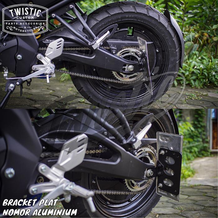(Diskon) Bracket Breket Dudukan Plat Nomor Nopol Samping Belakang Aluminium Motor W175 Benelli Patag