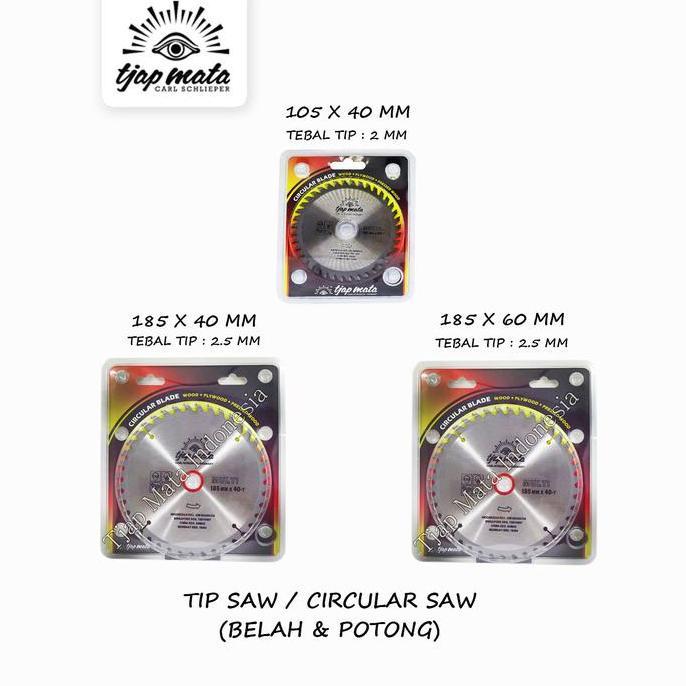 Tjap Mata / Cap Mata Gergaji Tct Tip Saw For Wood, Circular Saw Potong / Belah Kayu 105 X 40 T Kuali