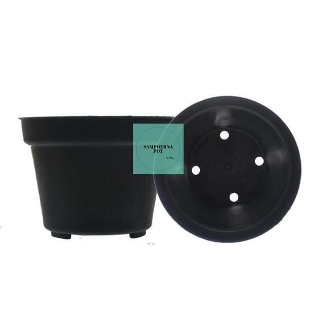 Grdwill- Pot Bunga Tanaman Plastik Hitam 40Cm