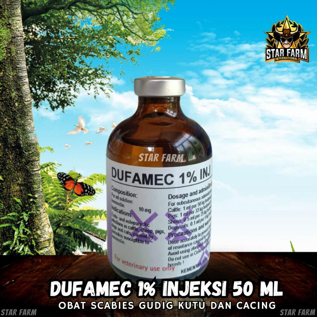 Dufamec 1% Injeksi 50 Ml  Obat Scabies Gudig Kutu dan Cacing Pada Sapi Kambing Domba - Star Farm