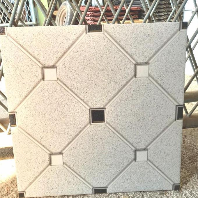 KERAMIK LANTAI GARASI 40x40 KASAR MOTIF PUTIH HITAM HEXAGON KOTAK- YHC LA