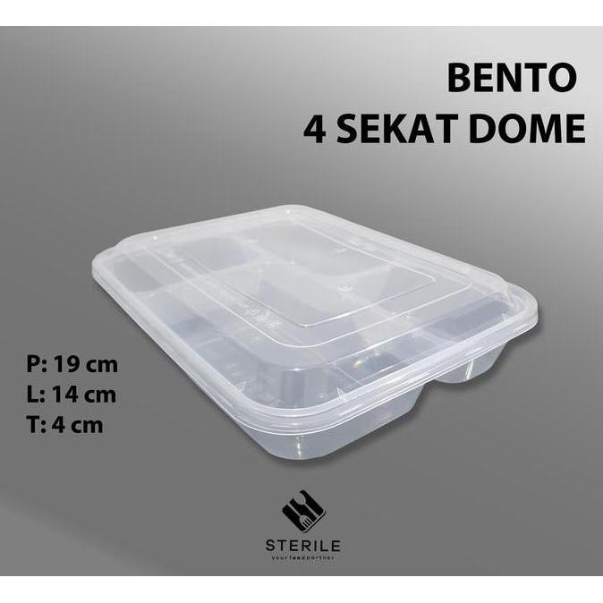 Saveme- Lunch Box 4 Sekat Dome / Kotak Makan 4 Sekat Dome Isi 25 Pcs