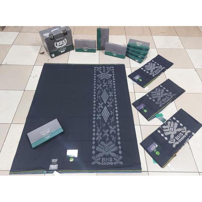 Diskon Sarung Bhs Cosmo Silver Hitam Polos