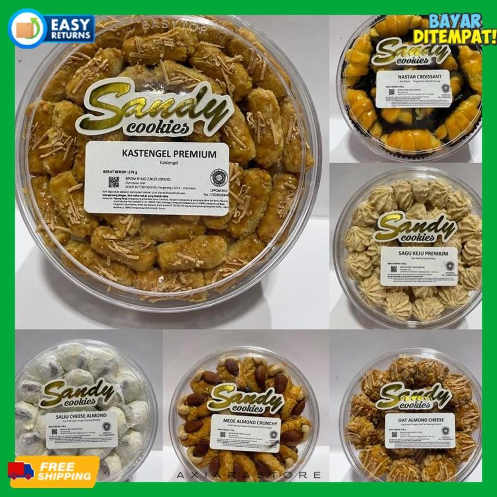 Sandy Cookies Premium (Gold) Exp Panjang (Toples Sedang Tin (Nastar / Kastengel / Putri Salju / Salj