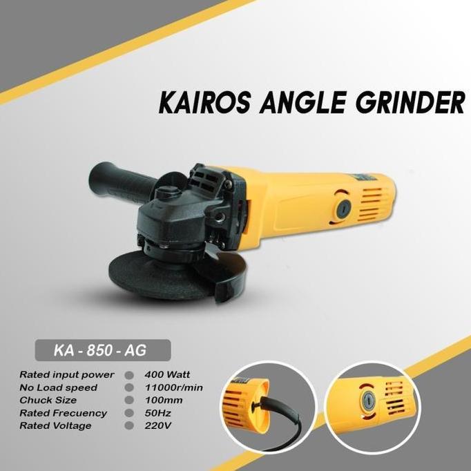 KAIROS Mesin Gerinda KA-850 400wat Yellow Kairos mesin potong 4inch warna kuning Mesin Gerinda tanga
