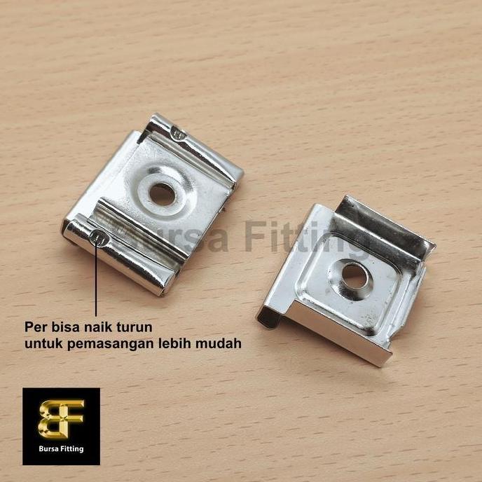 Plat Jepit Kaca Wastafel / Gantungan Cermin / Ambalan Cermin / Bracket Cermin Dinding / Penahan Kaca