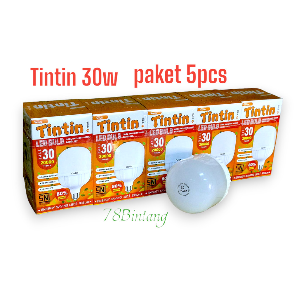 Lampu Tintin 30 Watt Paket 5Pcs - Bohlamled Tintin Tipe 30 Isi 5Pcs - Lampu Tintin