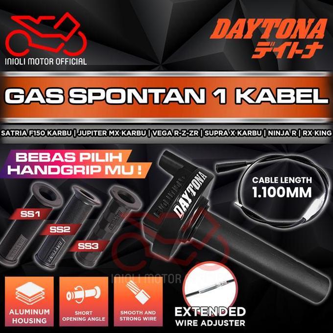 PAKET GAS SPONTAN DAYTONA 1 KABEL SATRIA F150 KARBU JUPITER MX KARBU VEGA R Z ZR SUPRA X 125 KARBU K