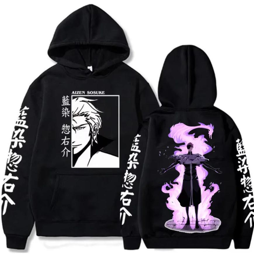 Japan Anime Bleach Aizen Sosuke Manga Cosplay Hoodies Pullovers Tops Man Woman Long Sleeve Clothes C