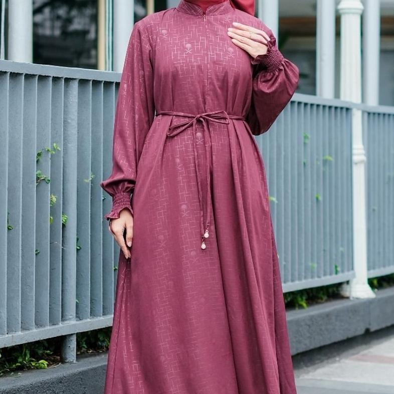Best Deals Azmi 93 -  Gamis Abaya Turki Polos Embos Palm Gamis Dress Muslim Ld 120