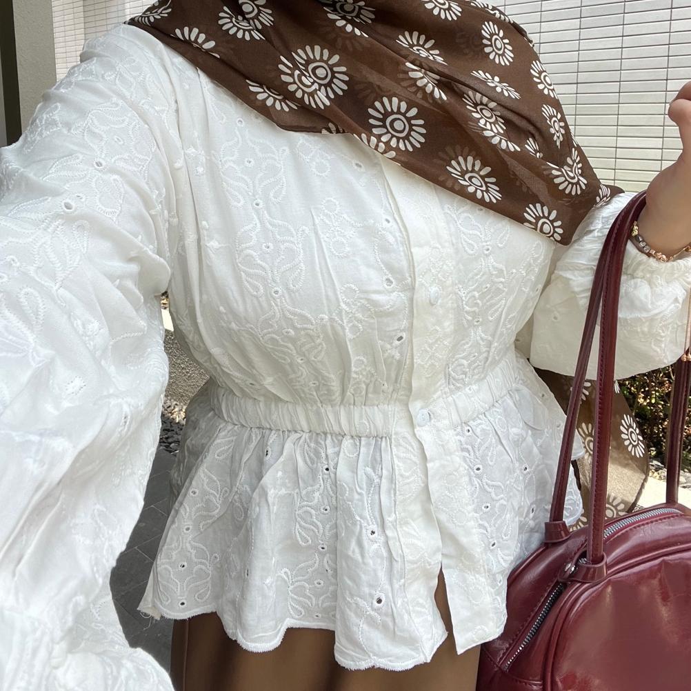 BEST DEALS SAREA BLOUSE KOREAN STYLE - BLOUSE KATUN BORDIR-BLOUSE WANITA-KATUN BOLONG-BORDIR BUNGA-B